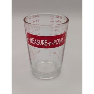 Vintage TableCraft Measure-N-Pour 4 oz Glass Liquid Measuring Cup Shot Glass Red